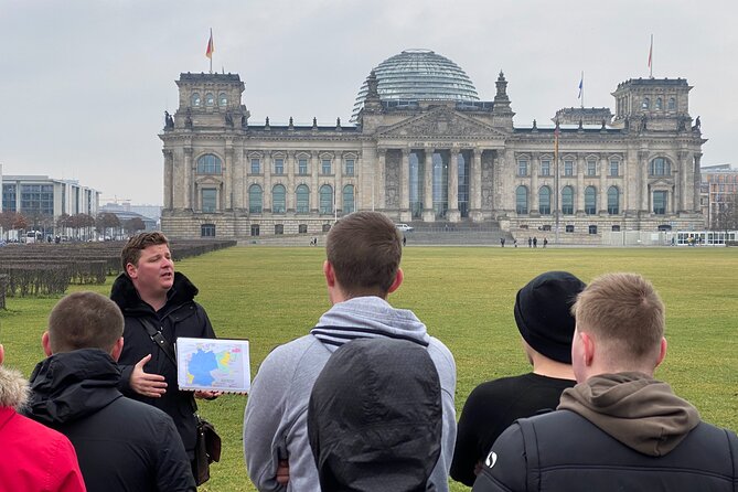 Berlin Battlefield Tour - Operation Berlin 1945 (Small Group) - The Reichstag foot-of-building moment and the banner story