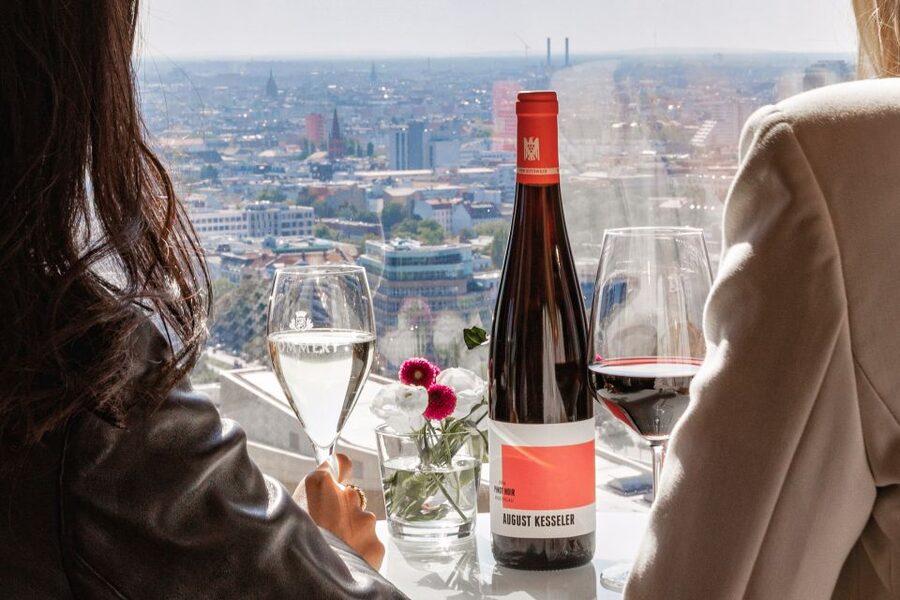 Berlin: Combo-Ticket for Panoramapunkt with Crémant at Café - Entering Kollhoff Tower on Potsdamer Platz, and what the 20-second ride feels like